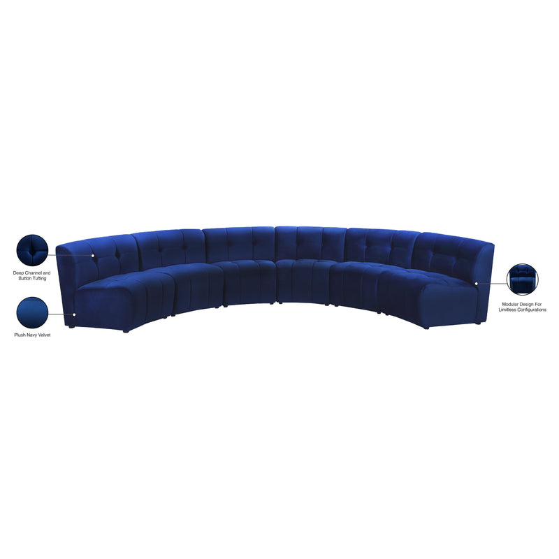 Meridian Limitless Navy Velvet 6 pc Modular Sectional IMAGE 14