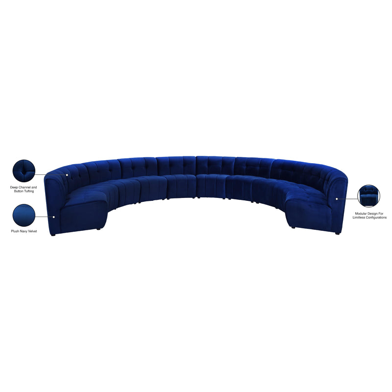 Meridian Limitless Navy Velvet 10 pc Modular Sectional IMAGE 14