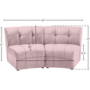 Meridian Limitless Pink Velvet 2 pc Modular Sectional IMAGE 13