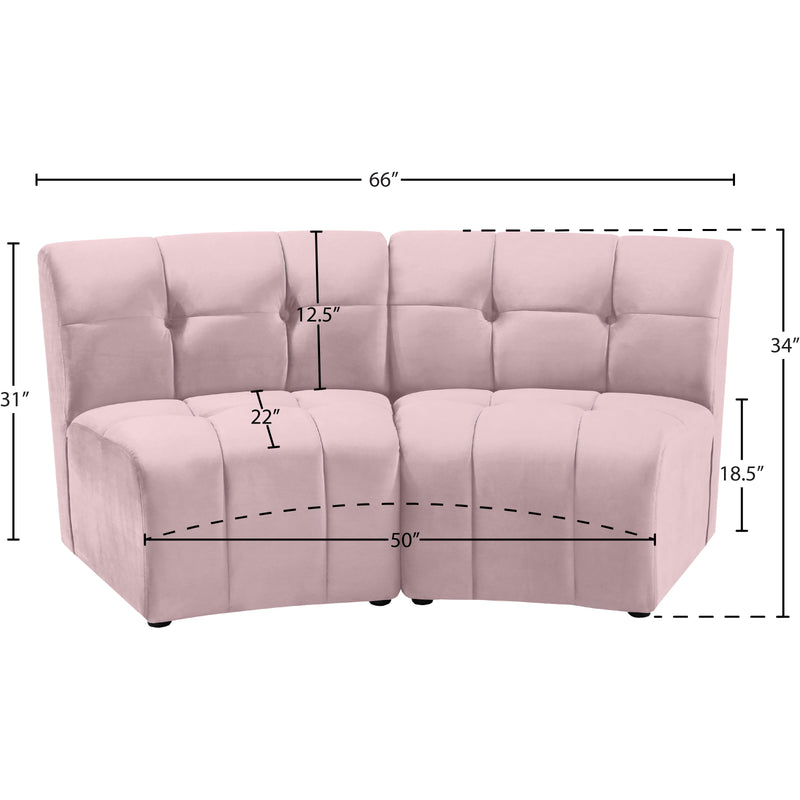 Meridian Limitless Pink Velvet 2 pc Modular Sectional IMAGE 13