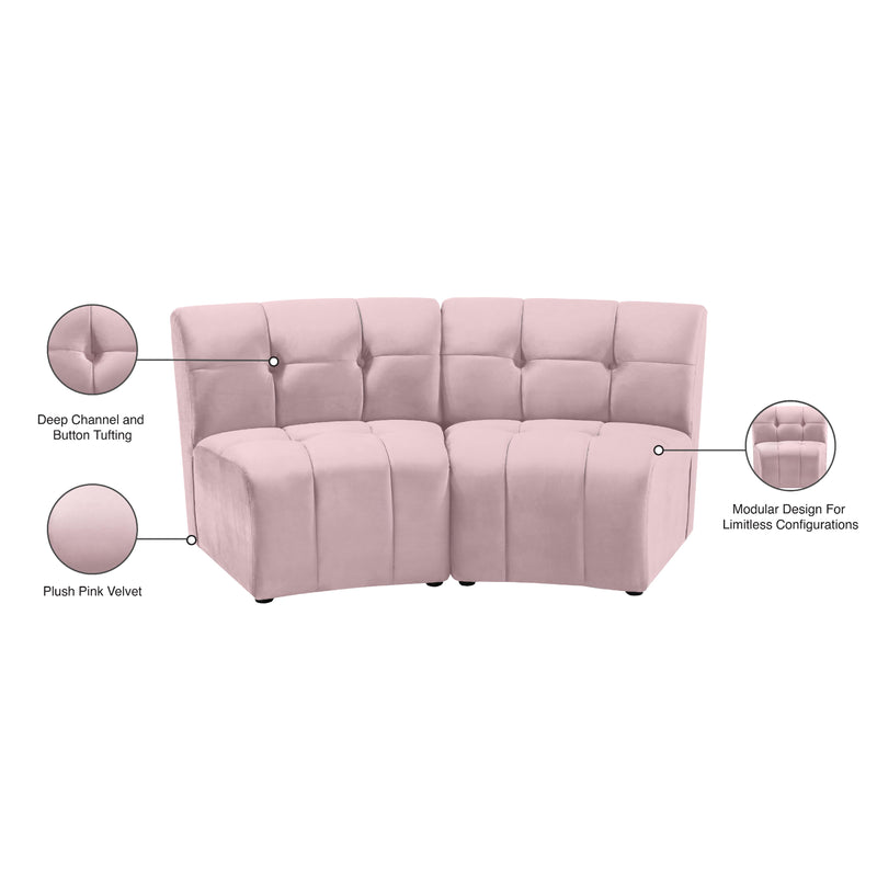 Meridian Limitless Pink Velvet 2 pc Modular Sectional IMAGE 14