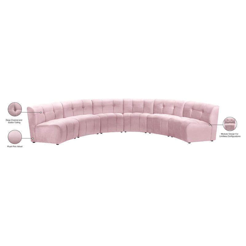 Meridian Limitless Pink Velvet 6 pc Modular Sectional IMAGE 14