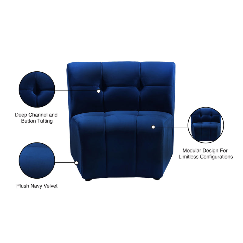Meridian Limitless Navy Velvet Modular Chair IMAGE 14