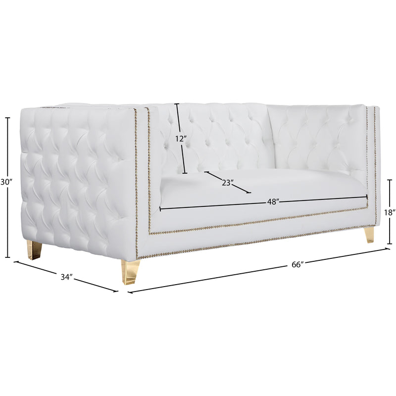 Meridian Michelle White Vegan Leather Loveseat IMAGE 13