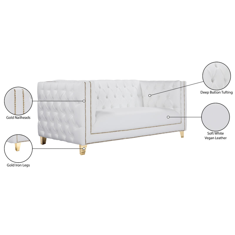 Meridian Michelle White Vegan Leather Loveseat IMAGE 14