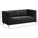 Meridian Michelle Black Velvet Loveseat IMAGE 10
