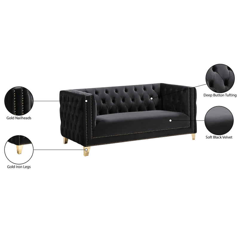 Meridian Michelle Black Velvet Loveseat IMAGE 11