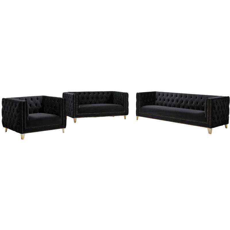 Meridian Michelle Black Velvet Loveseat IMAGE 9