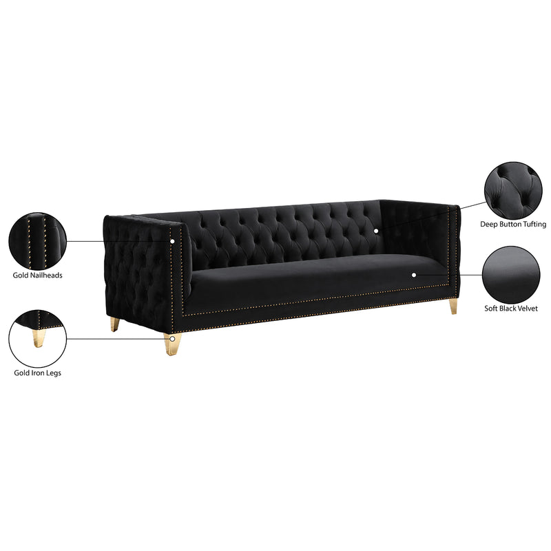 Meridian Michelle Black Velvet Sofa IMAGE 11