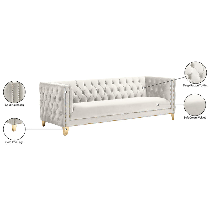 Meridian Michelle Cream Velvet Sofa IMAGE 10
