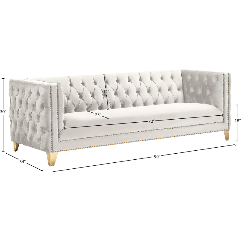 Meridian Michelle Cream Velvet Sofa IMAGE 9