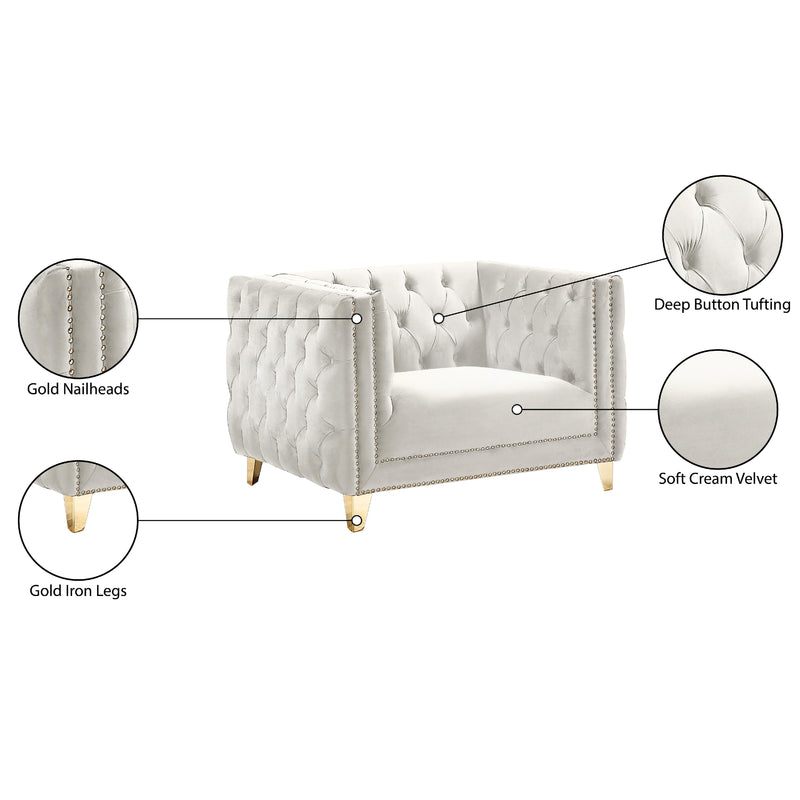Meridian Michelle Cream Velvet Chair IMAGE 10