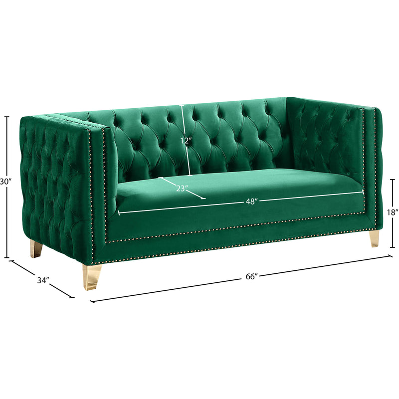 Meridian Michelle Green Velvet Loveseat IMAGE 10