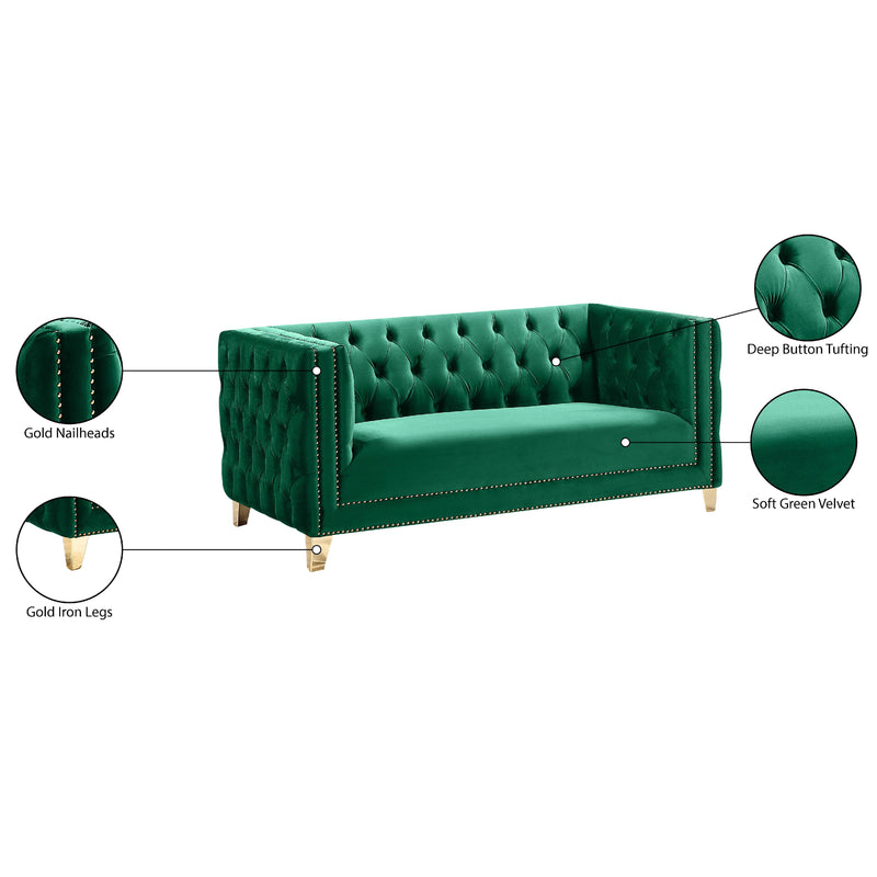 Meridian Michelle Green Velvet Loveseat IMAGE 11