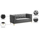 Meridian Michelle Grey Velvet Loveseat IMAGE 11