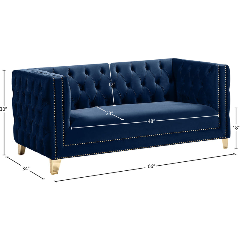 Meridian Michelle Navy Velvet Loveseat IMAGE 10