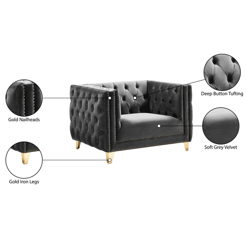 Meridian Michelle Grey Velvet Chair IMAGE 11