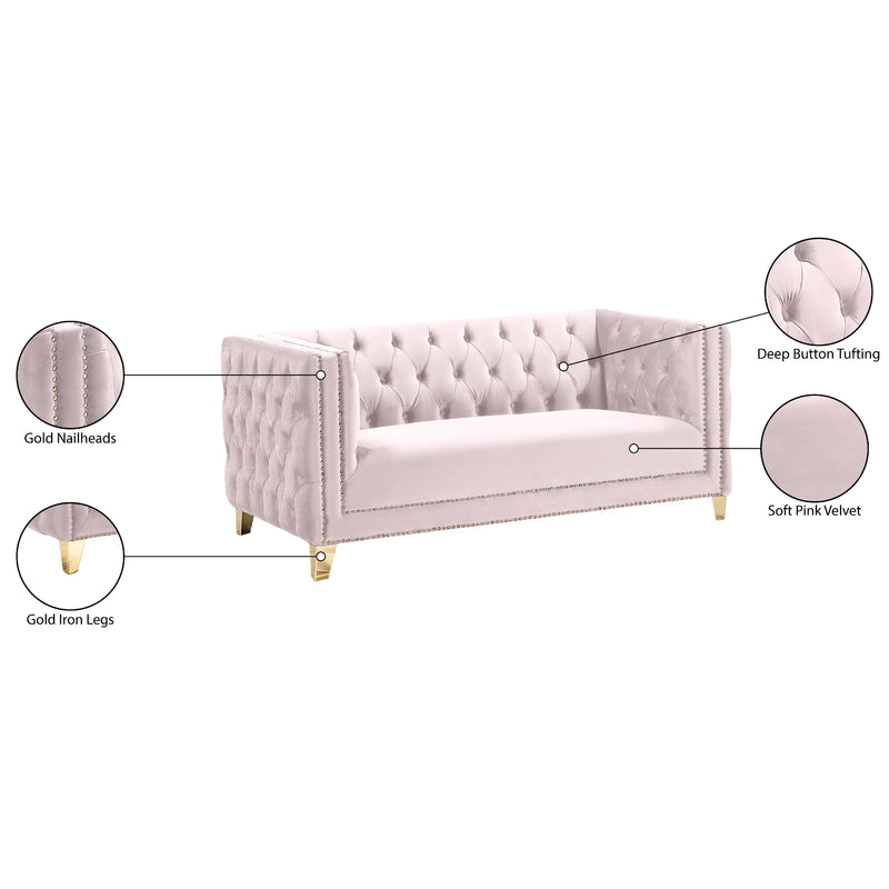 Meridian Michelle Pink Velvet Loveseat IMAGE 11