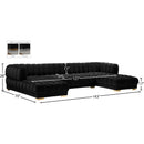 Meridian Gwen Black Velvet 3 pc Sectional (3 Boxes) IMAGE 16