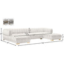 Meridian Gwen Cream Velvet 3 pc Sectional (3 Boxes) IMAGE 16