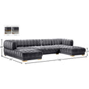 Meridian Gwen Grey Velvet 3 pc Sectional (3 Boxes) IMAGE 16