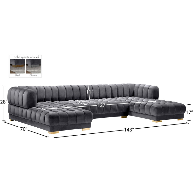 Meridian Gwen Grey Velvet 3 pc Sectional (3 Boxes) IMAGE 16