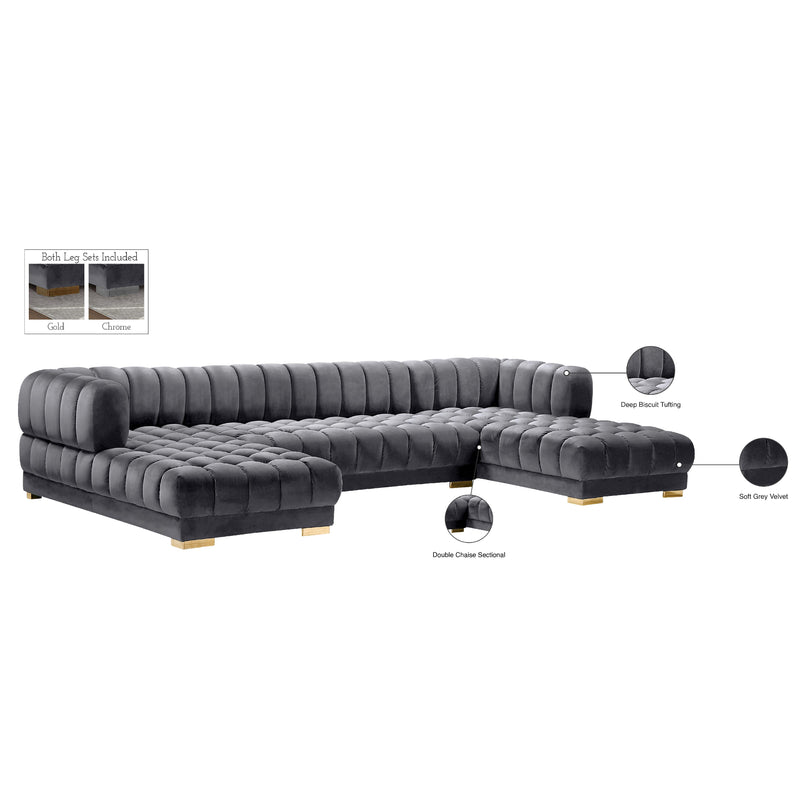 Meridian Gwen Grey Velvet 3 pc Sectional (3 Boxes) IMAGE 17
