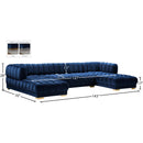 Meridian Gwen Navy Velvet 3 pc Sectional (3 Boxes) IMAGE 16