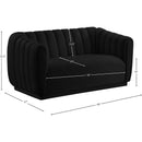 Meridian Dixie Black Velvet Loveseat IMAGE 8