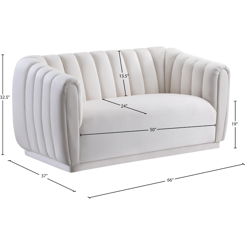 Meridian Dixie Cream Velvet Loveseat IMAGE 8