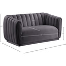 Meridian Dixie Grey Velvet Loveseat IMAGE 8