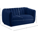 Meridian Dixie Navy Velvet Loveseat IMAGE 8