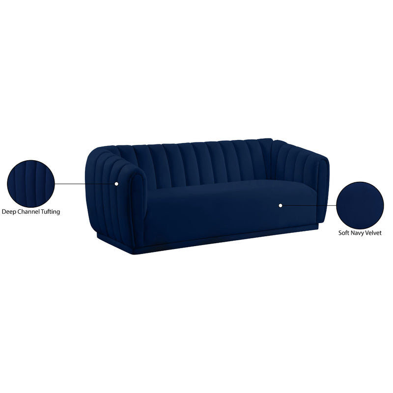 Meridian Dixie Navy Velvet Sofa IMAGE 9