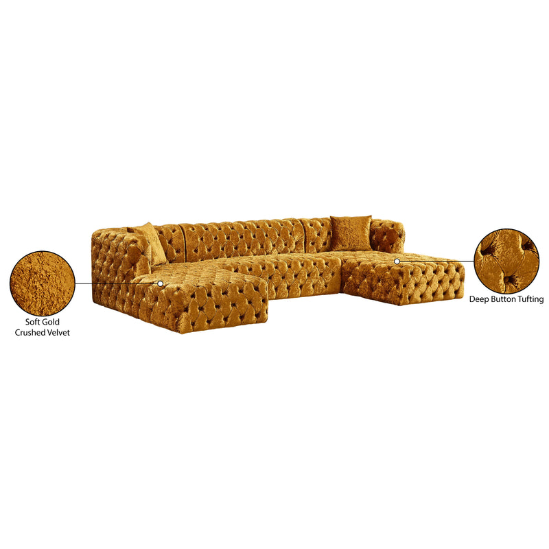 Meridian Coco Gold Velvet 3 pc Sectional (3 Boxes) IMAGE 16