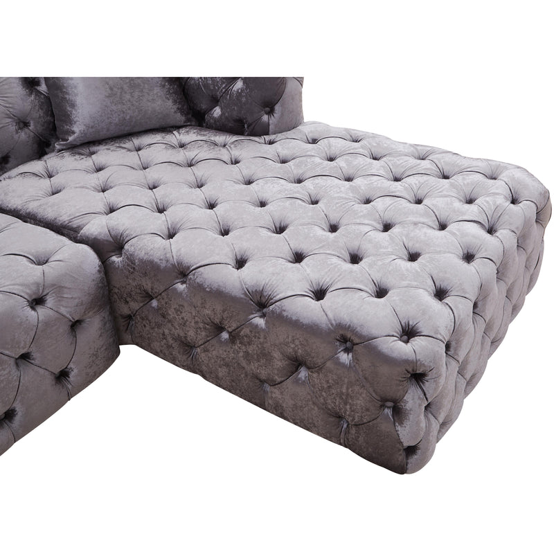 Meridian Coco Grey Velvet 3 pc Sectional (3 Boxes) IMAGE 10