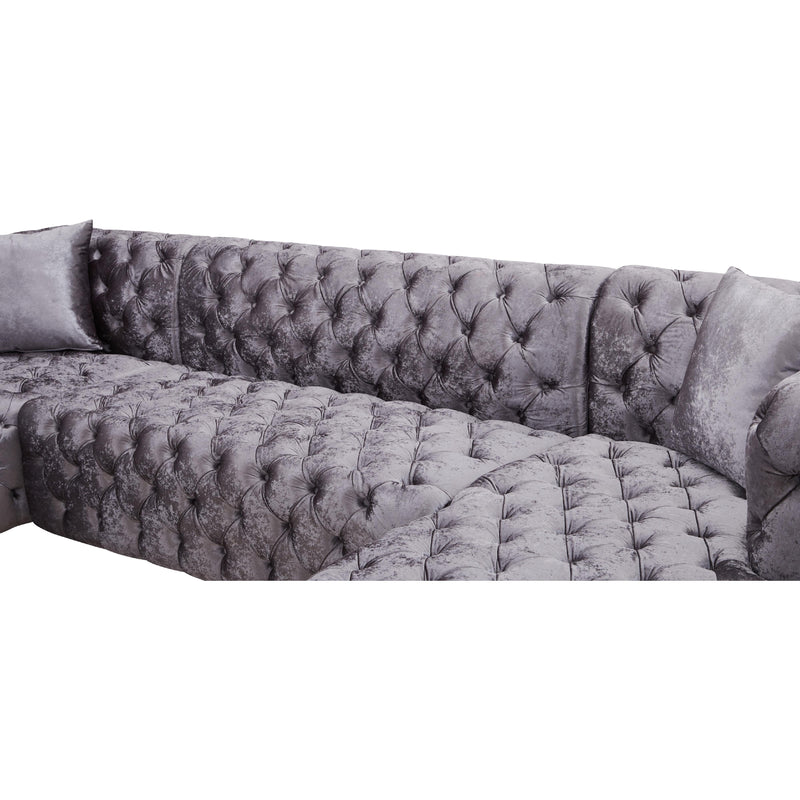 Meridian Coco Grey Velvet 3 pc Sectional (3 Boxes) IMAGE 12