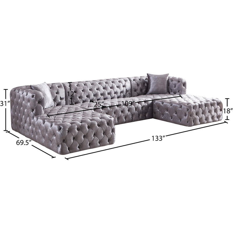Meridian Coco Grey Velvet 3 pc Sectional (3 Boxes) IMAGE 14