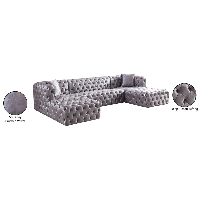 Meridian Coco Grey Velvet 3 pc Sectional (3 Boxes) IMAGE 15
