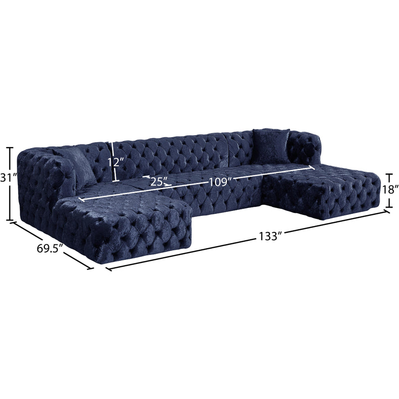 Meridian Coco Navy Velvet 3 pc Sectional (3 Boxes) IMAGE 15