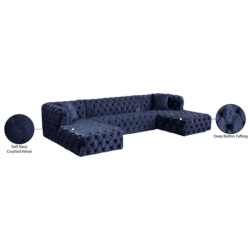 Meridian Coco Navy Velvet 3 pc Sectional (3 Boxes) IMAGE 16