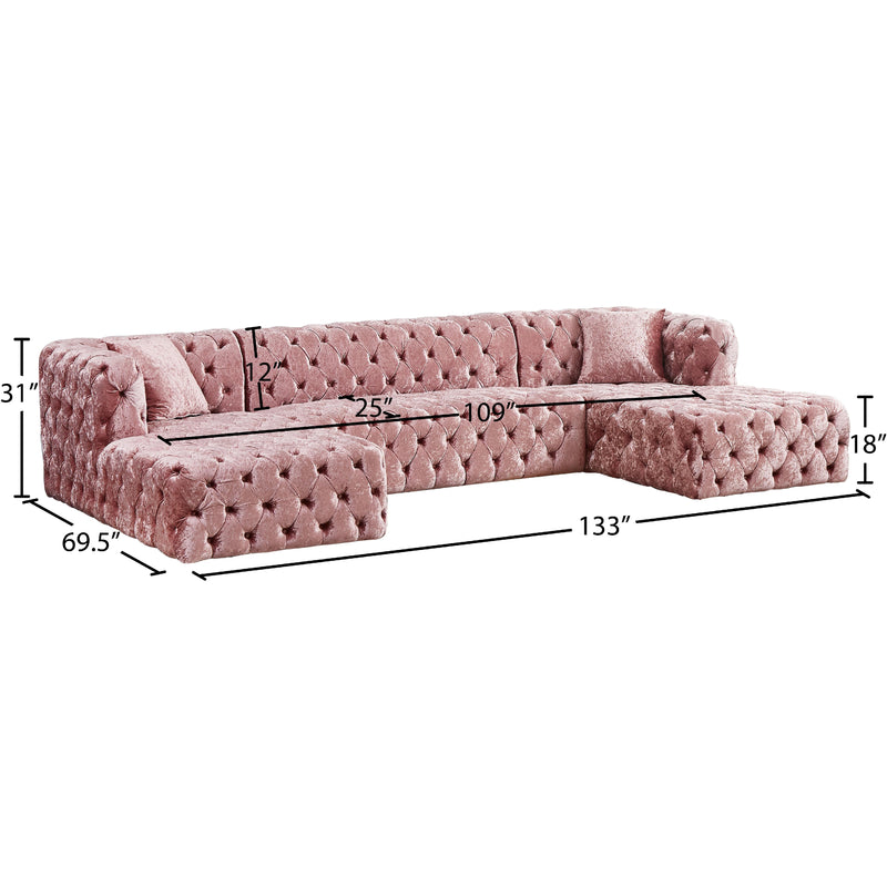 Meridian Coco Pink Velvet 3 pc Sectional (3 Boxes) IMAGE 15