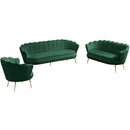 Meridian Gardenia Green Velvet Loveseat IMAGE 20