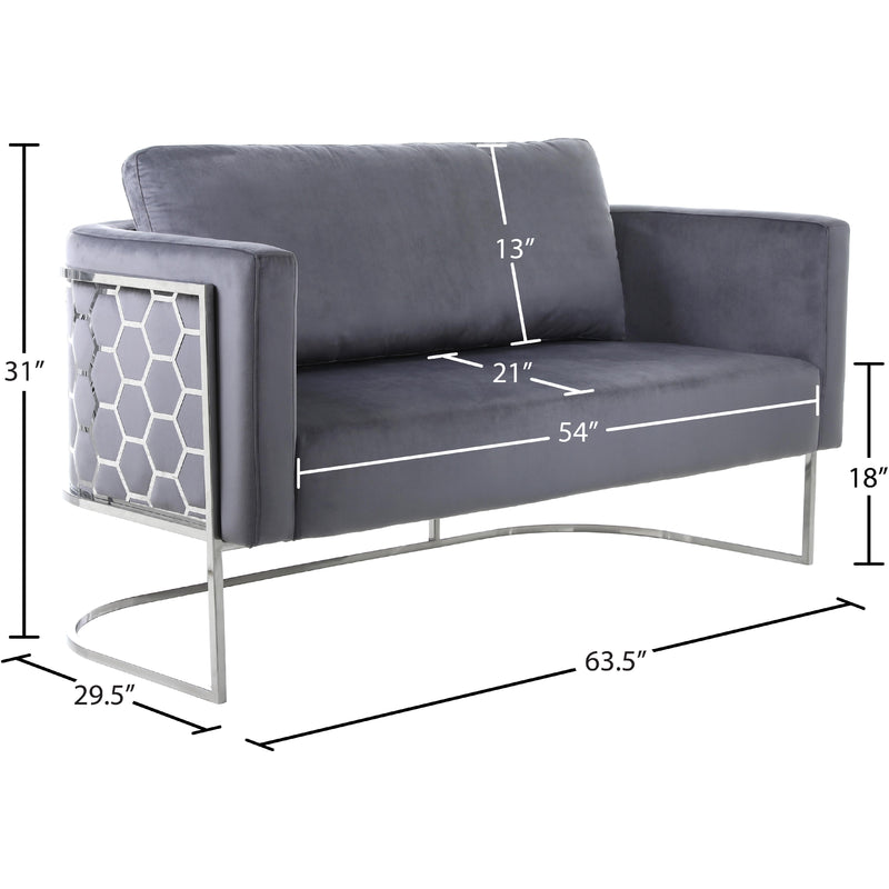 Meridian Casa Grey Velvet Loveseat IMAGE 7
