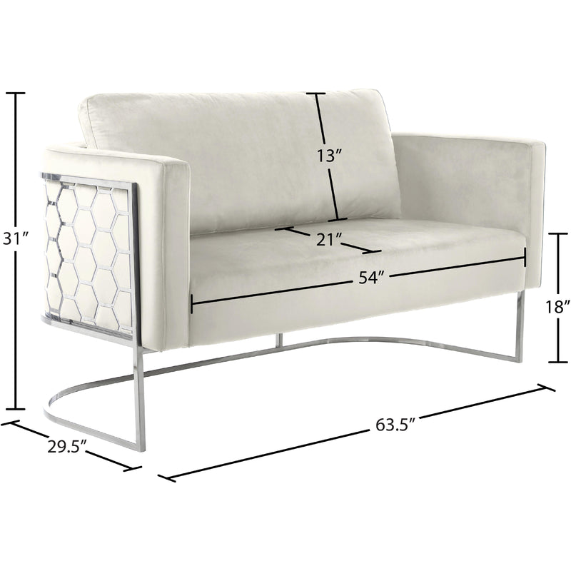 Meridian Casa Cream Velvet Loveseat IMAGE 7