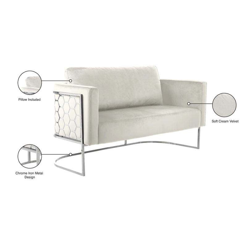 Meridian Casa Cream Velvet Loveseat IMAGE 8