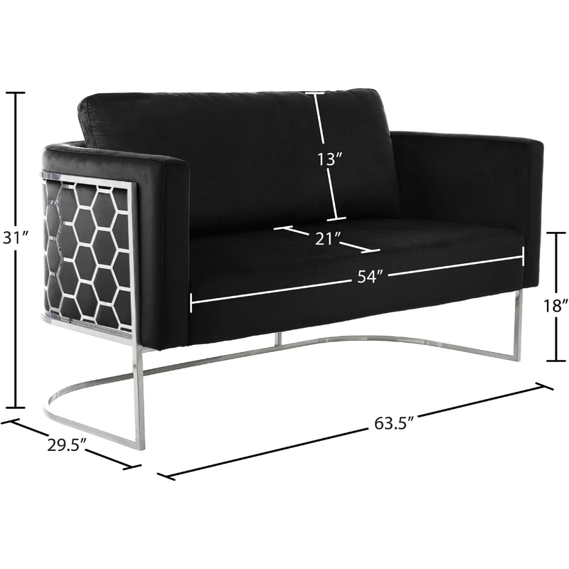 Meridian Casa Black Velvet Loveseat IMAGE 7