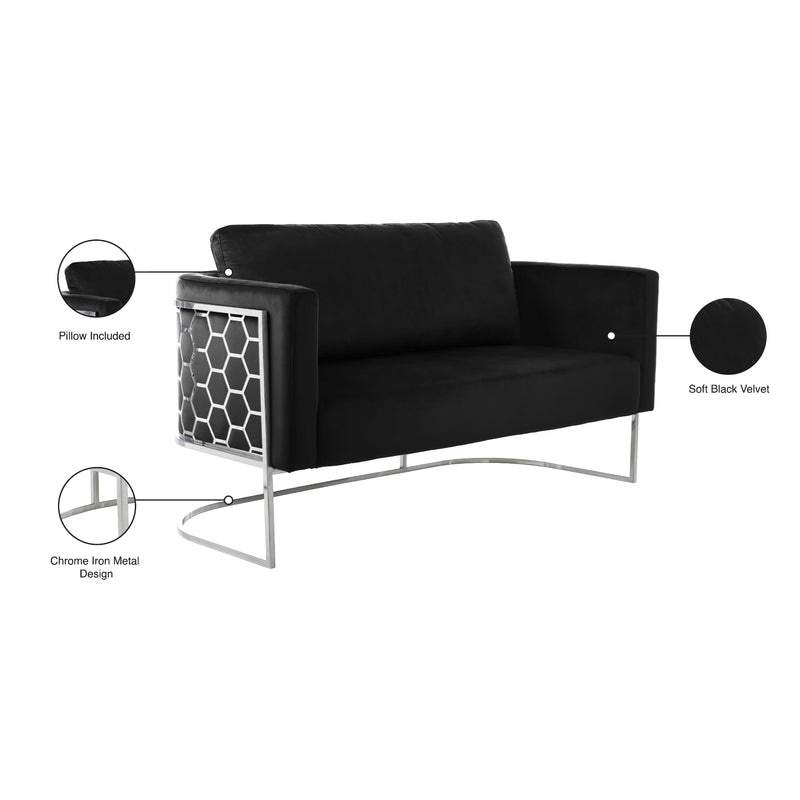 Meridian Casa Black Velvet Loveseat IMAGE 8