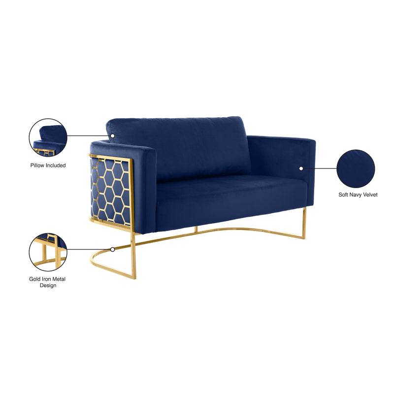 Meridian Casa Navy Velvet Loveseat IMAGE 8