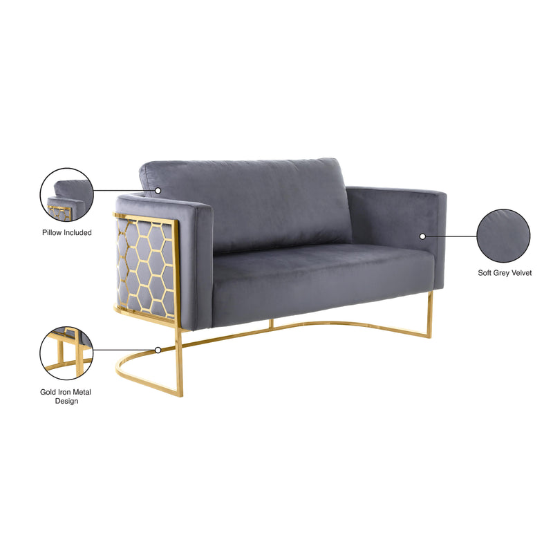 Meridian Casa Grey Velvet Loveseat IMAGE 8