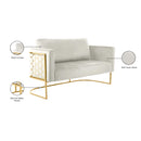 Meridian Casa Cream Velvet Loveseat IMAGE 8